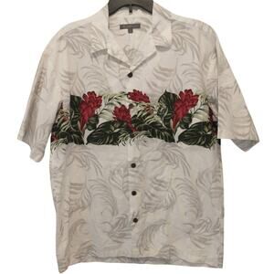 Koa Road 100% Cotton Hawaiian Shirt. Men's Large. White/Red/Green.